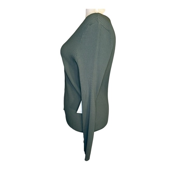 GOOD AMERICAN Women's 3XL Shine Rib V-Neck Cardigan Fatigue Olive Green NWT - Picture 3 of 9